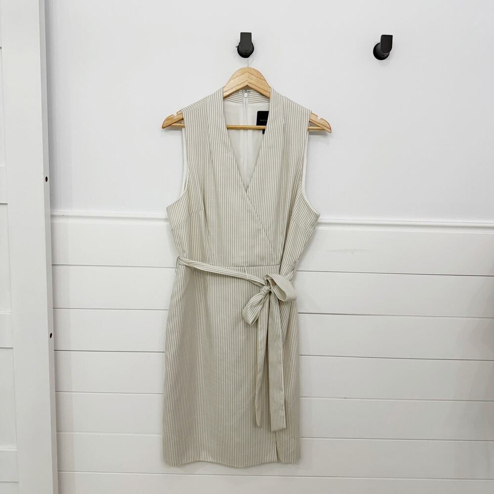 Women’s Alex Marie Pinstripe Belted Sleeveless Dress Size 14